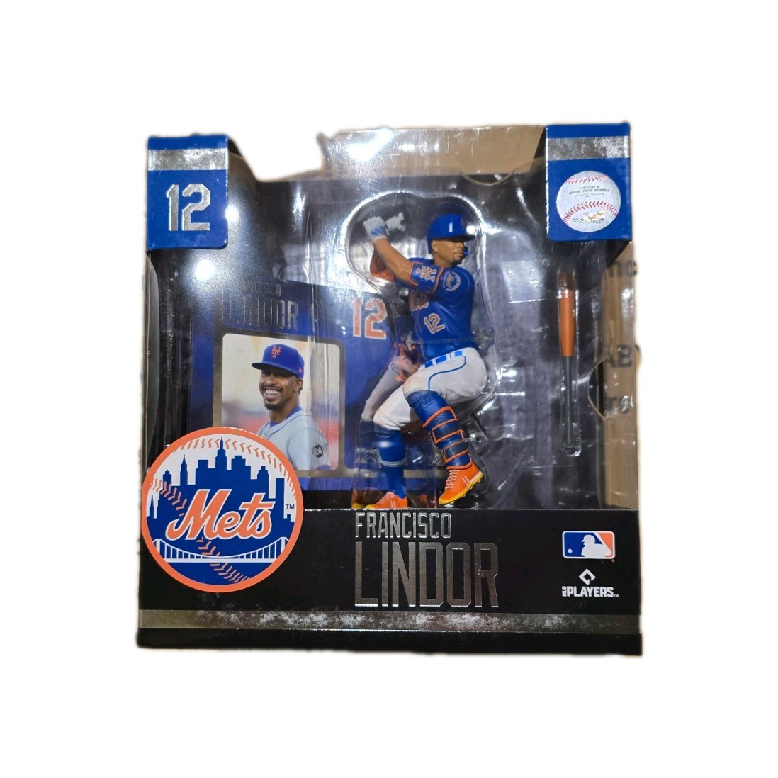McFarlane Sports MLB Francisco Lindor New York Mets Figure + Stand Backdrop