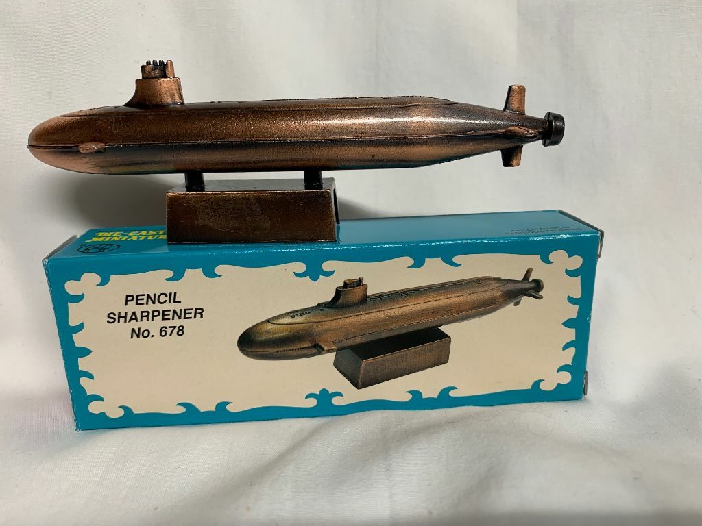 SEAWOLF SUBMARINE BRONZE DIE CAST METAL COLLECTIBLE PENCIL SHARPENER NEW / BOX