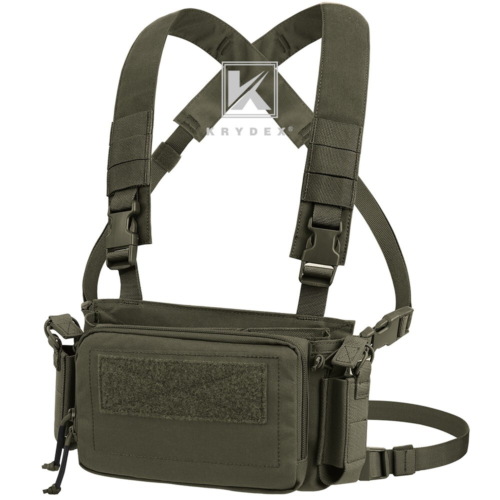 KRYDEX Tactical D3CRM Chest Rig 5.56 Rifle Pistol Mag Pouch Placard Ranger Green