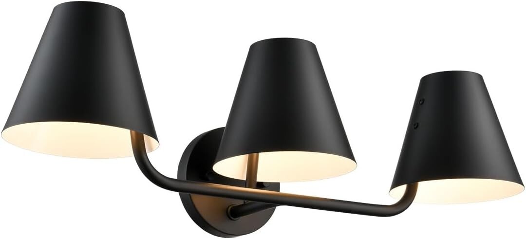 3 Light Bathroom Vanity Light,Industrial Black Wall Sconces for Bathroom Bedroom