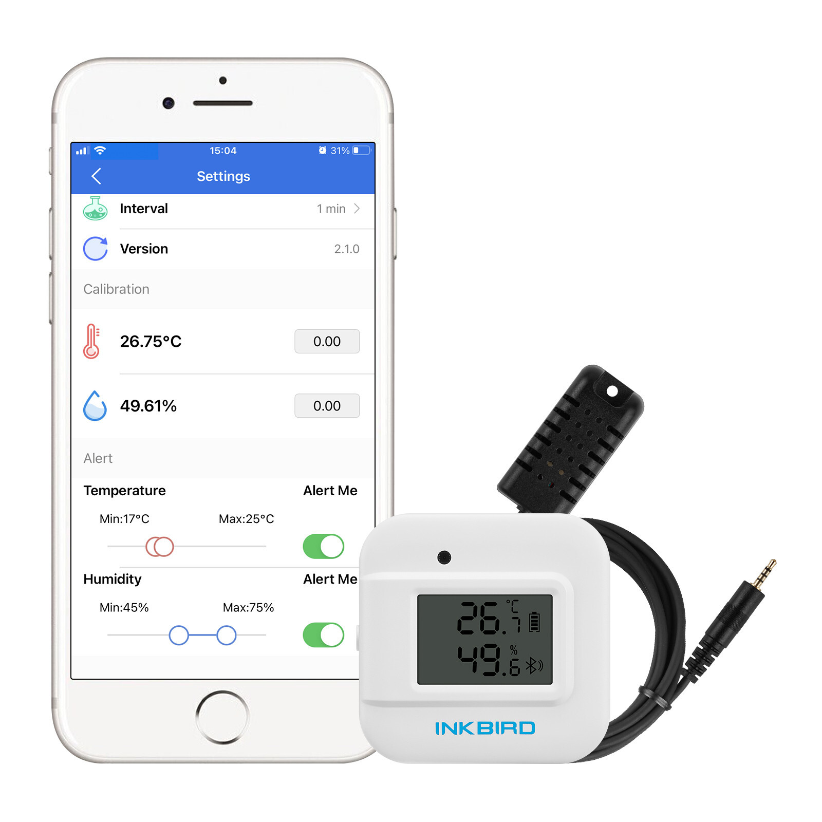 Bluetooth Thermometer Temperature Humidity Sensor Monitor Data Loggers Free APP