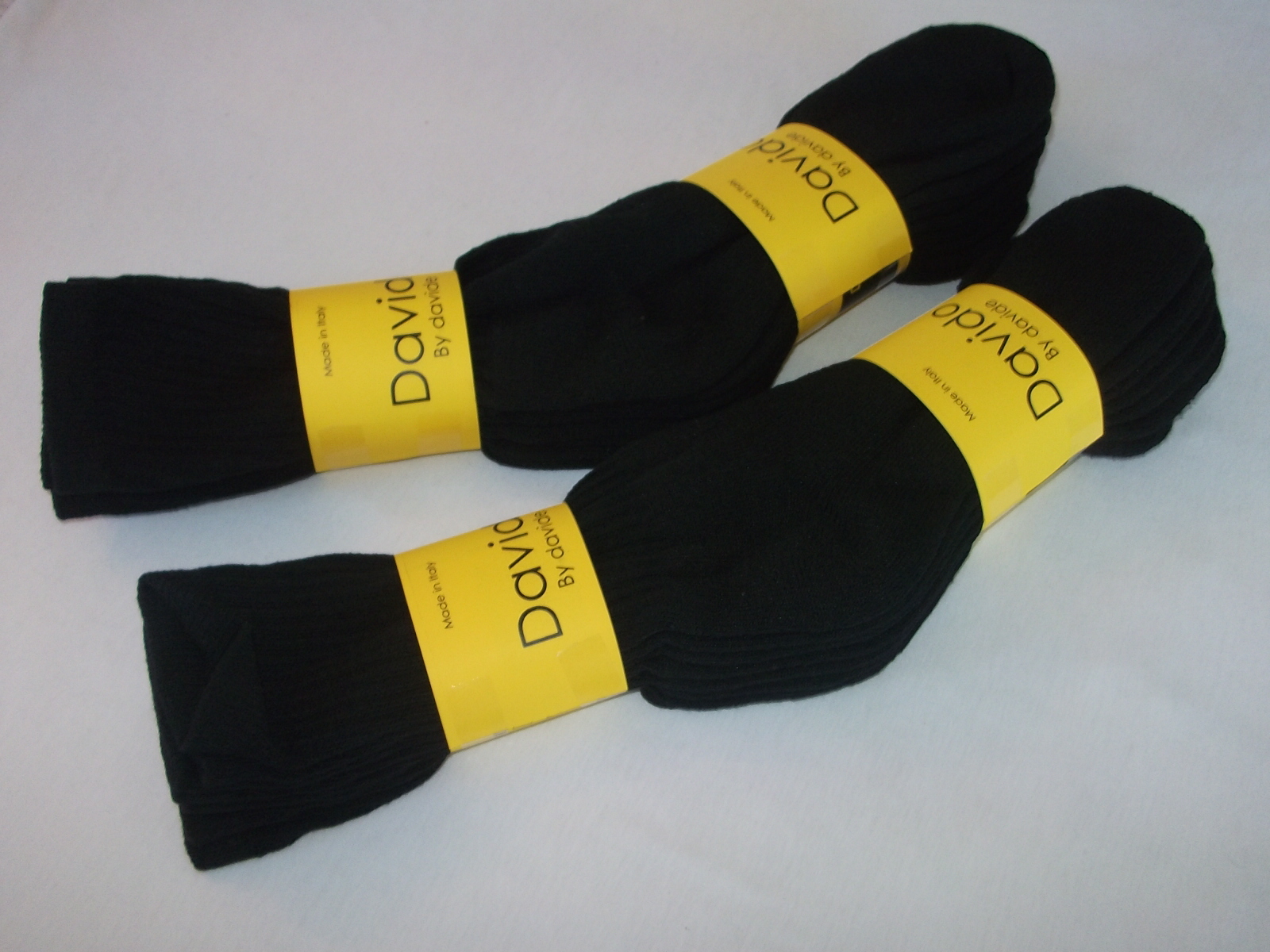 Davido Mens socks crew made in Italy 100% cotton 6 pairs black size 10-13