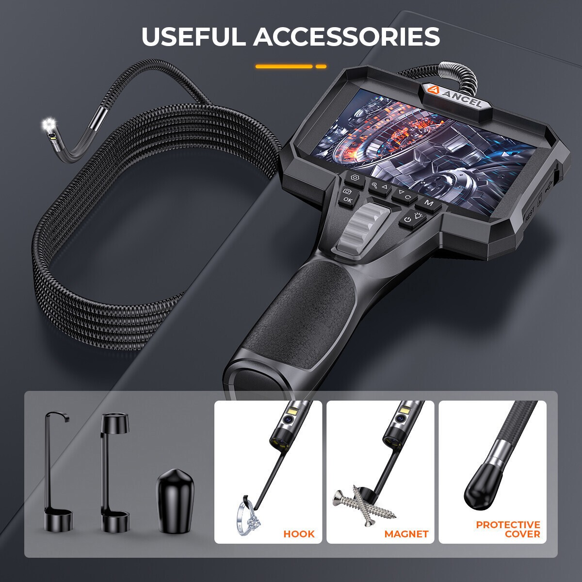 ANCEL AN302 Two-Way Articulating Borescope Dual Lens Endoscope Inspection Camera