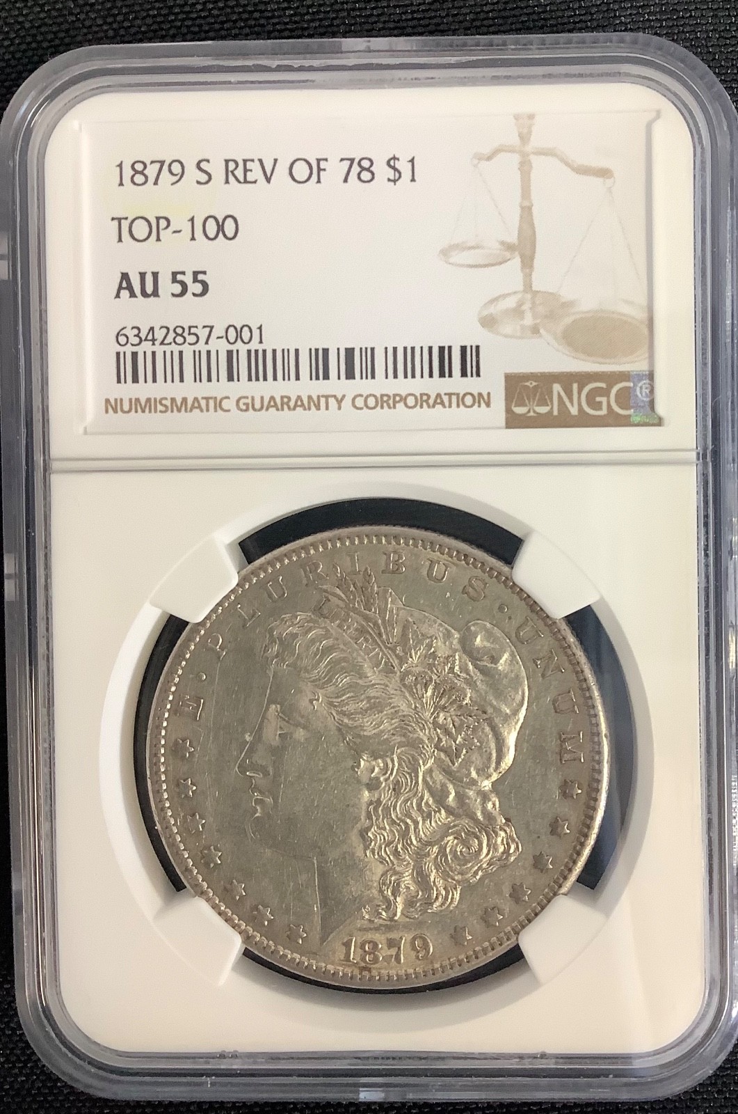 1879 S Rev Of 78 Morgan Silver Dollar Top 100 NGC AU 55