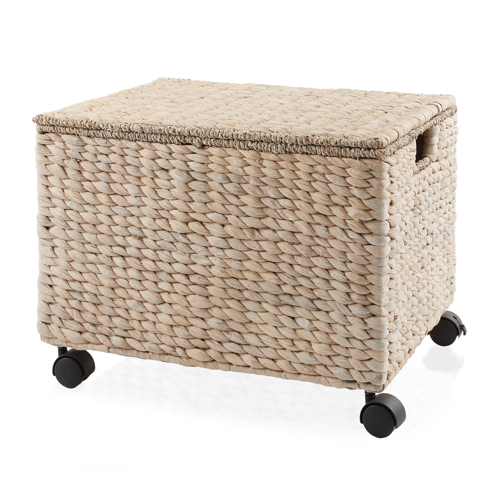 Rolling Filing Cabinet Cart Hyacinth Wicker File Storage Box Organizer Whitewash