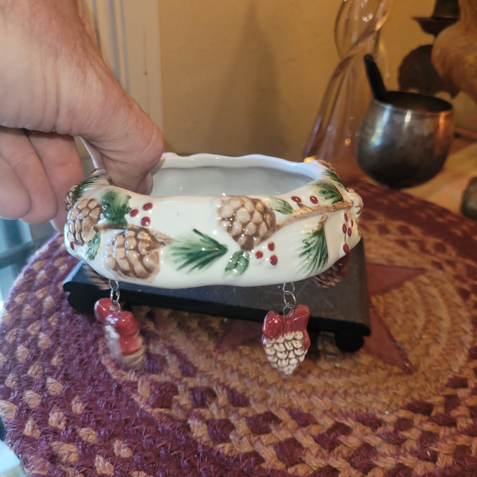 Winter Christmas Candle Topper Pinecones