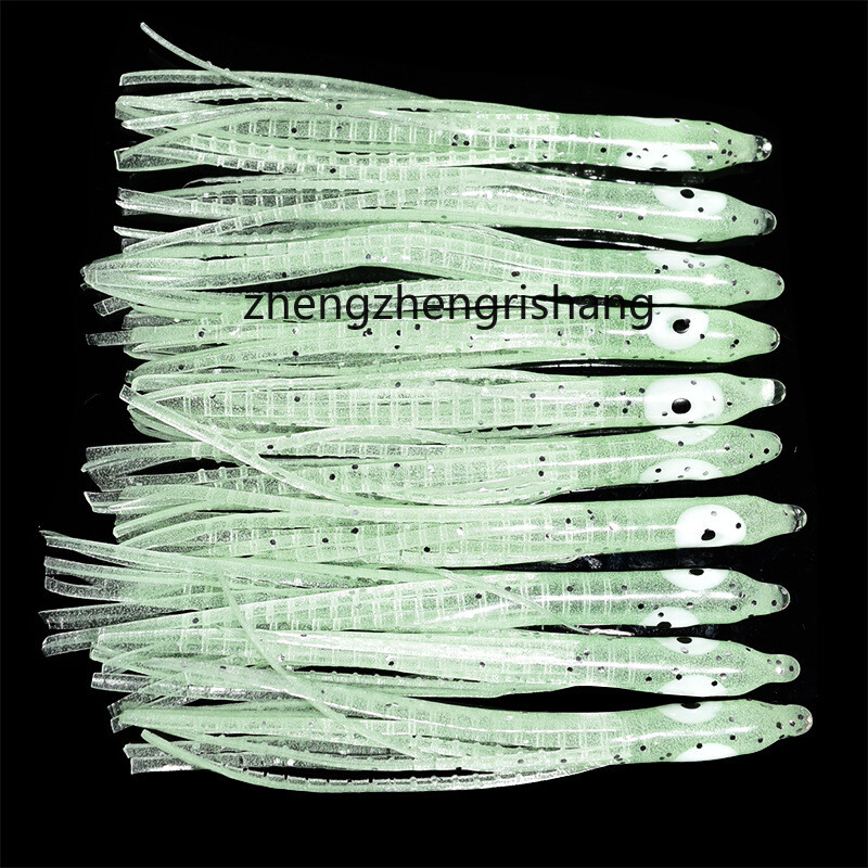 100pc Glow Octopus Squid Skirt Lure Bait Soft Luminous Bait Hoochie Fishing Lure