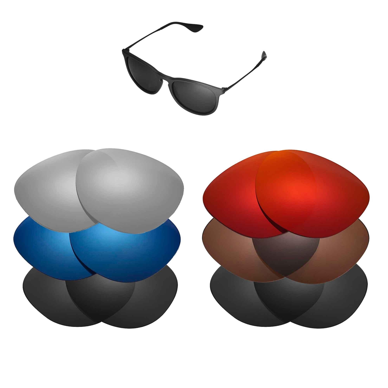 Walleva Lenses for Ray Ban Erika RB4171 54mm Sunglasses - Multiple Options