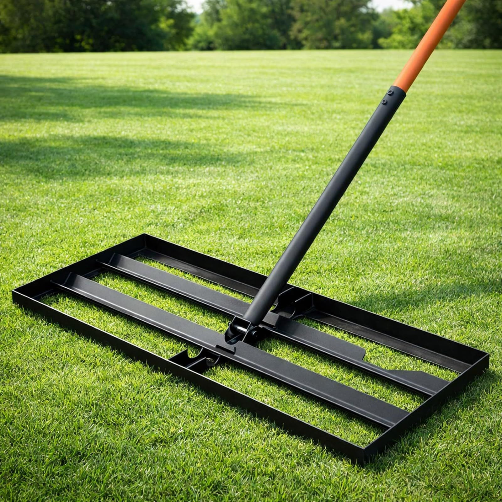 Lawn Leveling Rake, 30"x10" Rake with 78 Inch Adjustable Orange