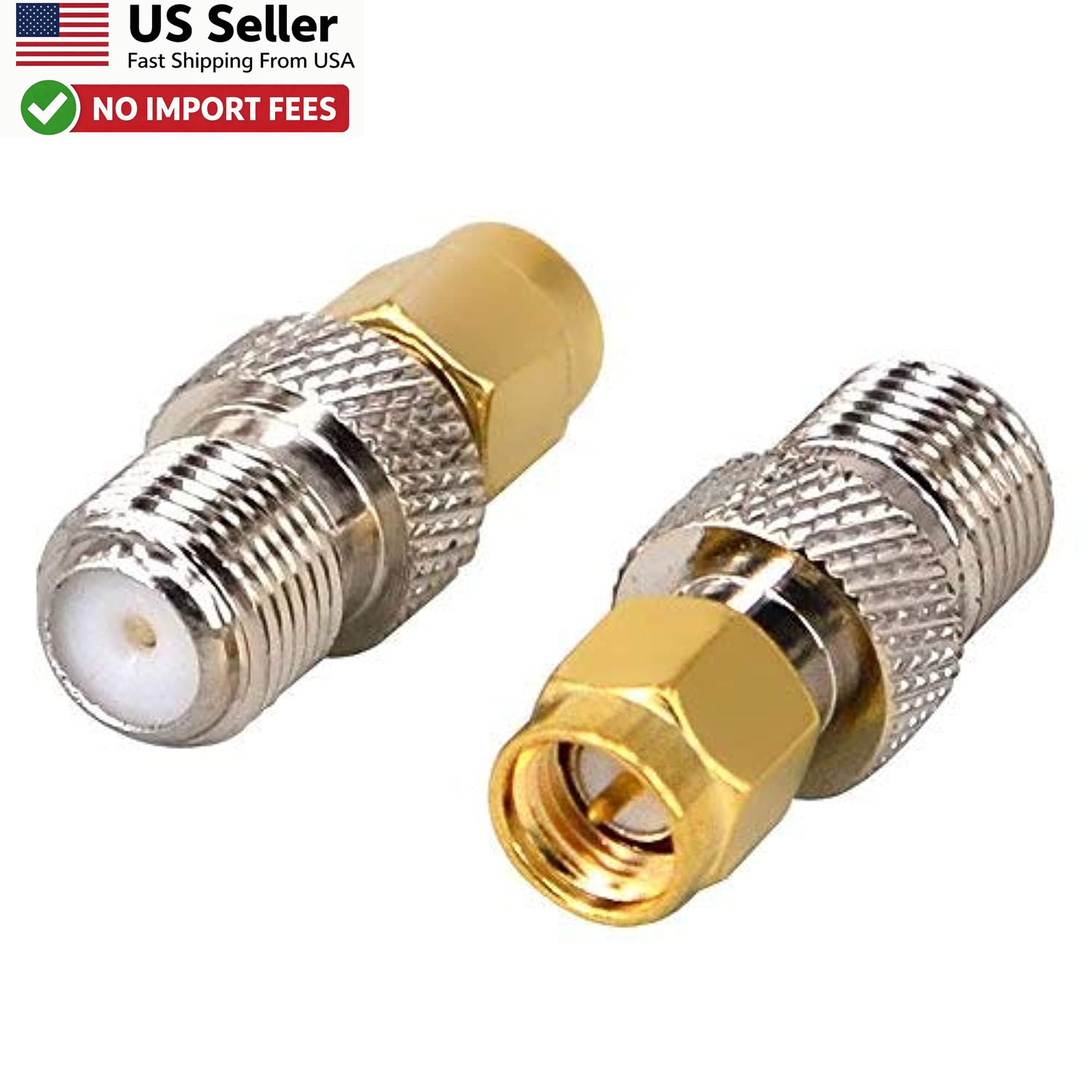 SMA Male to F Female Coaxial Cable Adapter SMA to F Coax Connector 2 Pack FRm US