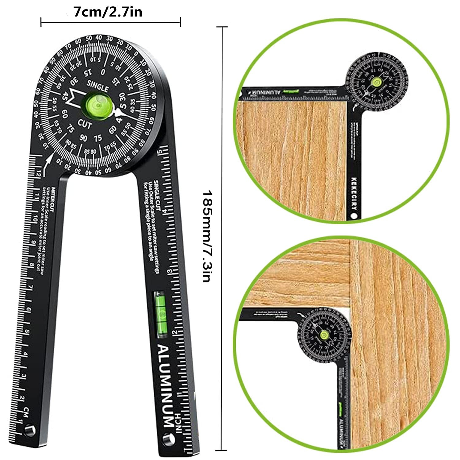 Miter Saw Protractor,Aluminum Protractor Angle Finder with Level Gauge High Prec