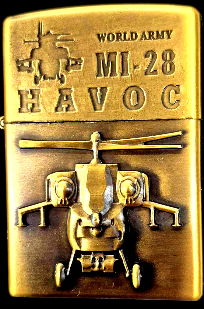 Brass  Havoc Helicopter Highly Detailed Deep Carved Lighter