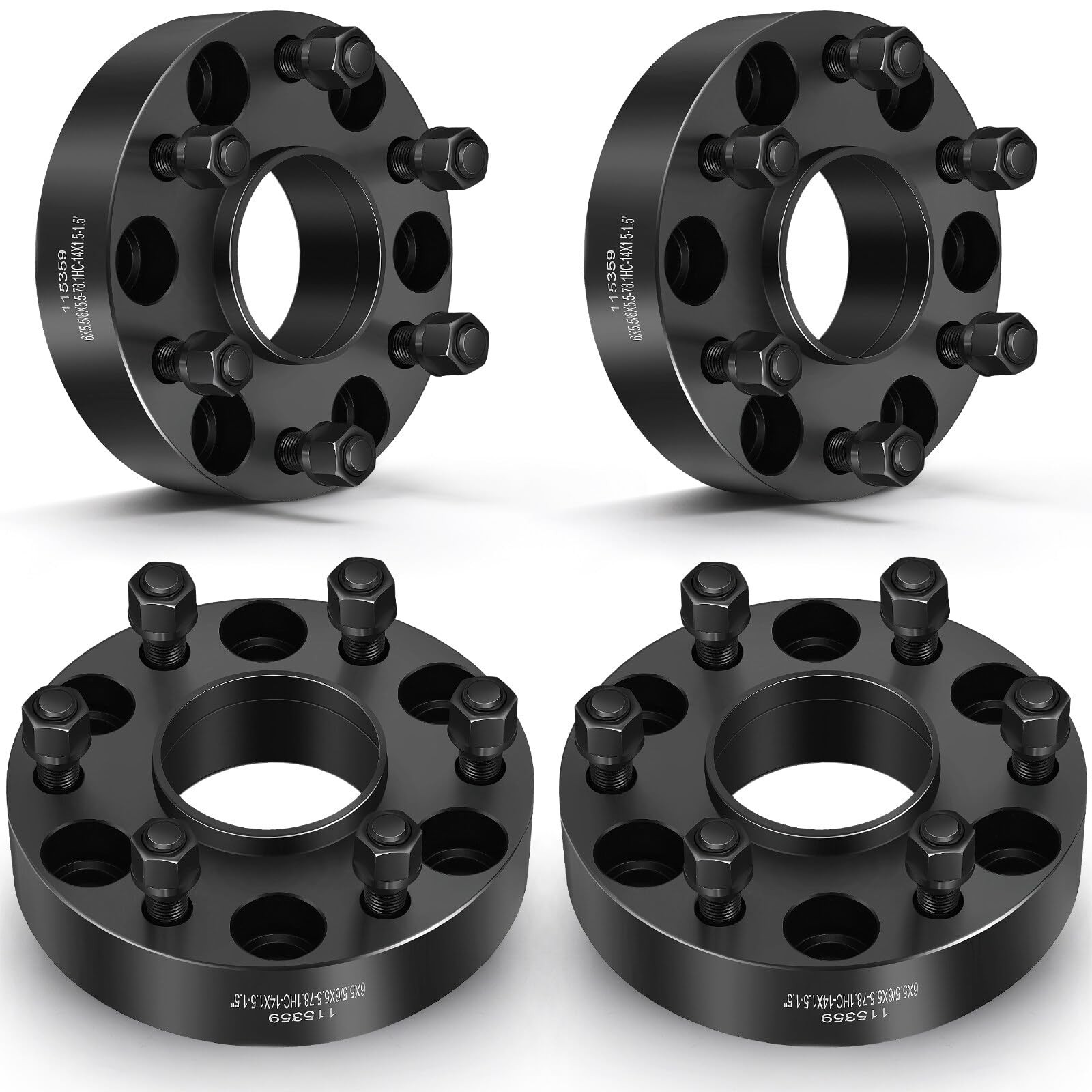 4x 1.5in 38mm 6x5.5 Wheel Spacers 14x1.5 Studs 6 Lug for 1999-2016 Sierra 1500