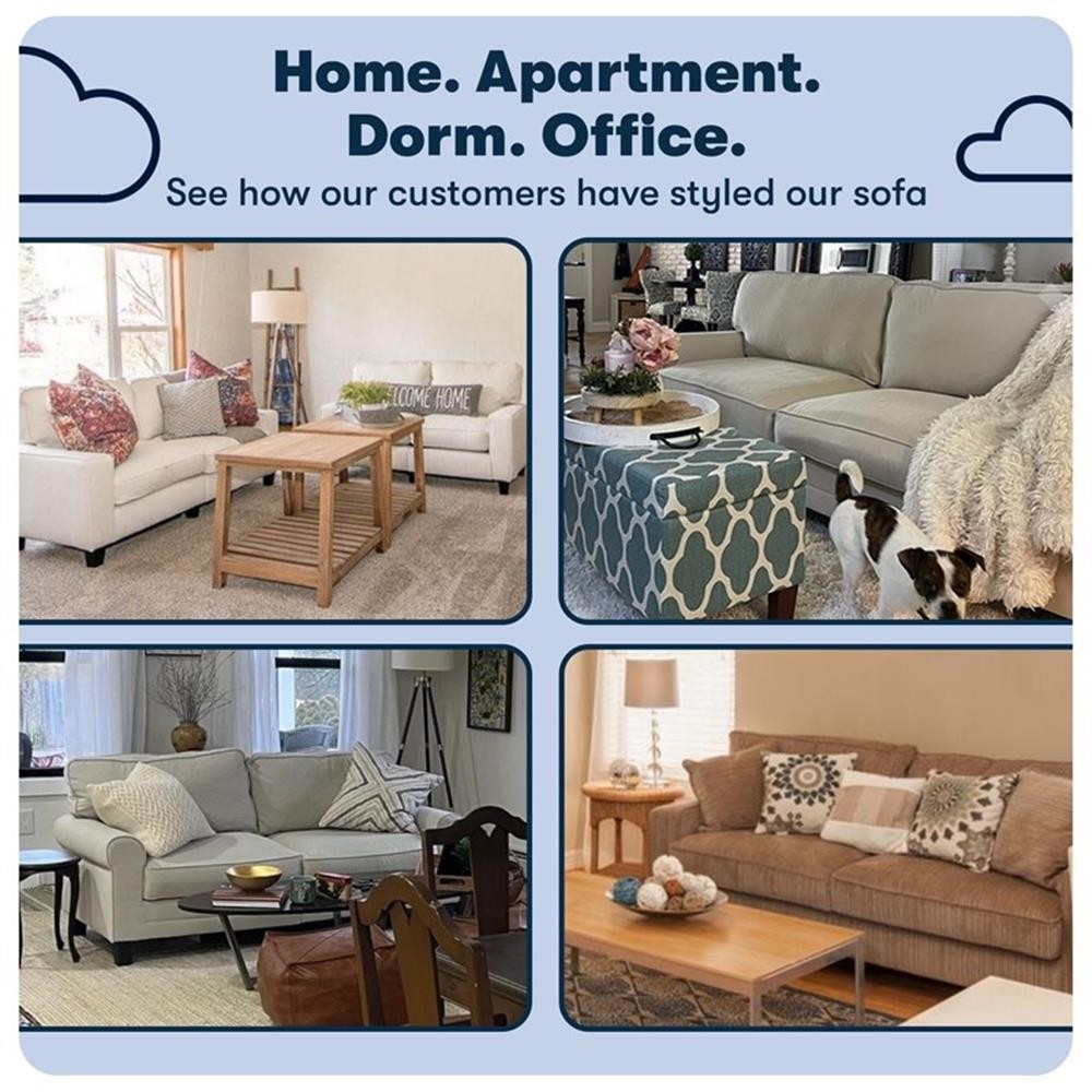 Bowery Hill 61" Track Arm Sofa Loveseat with Removable Covers Navy Blue
