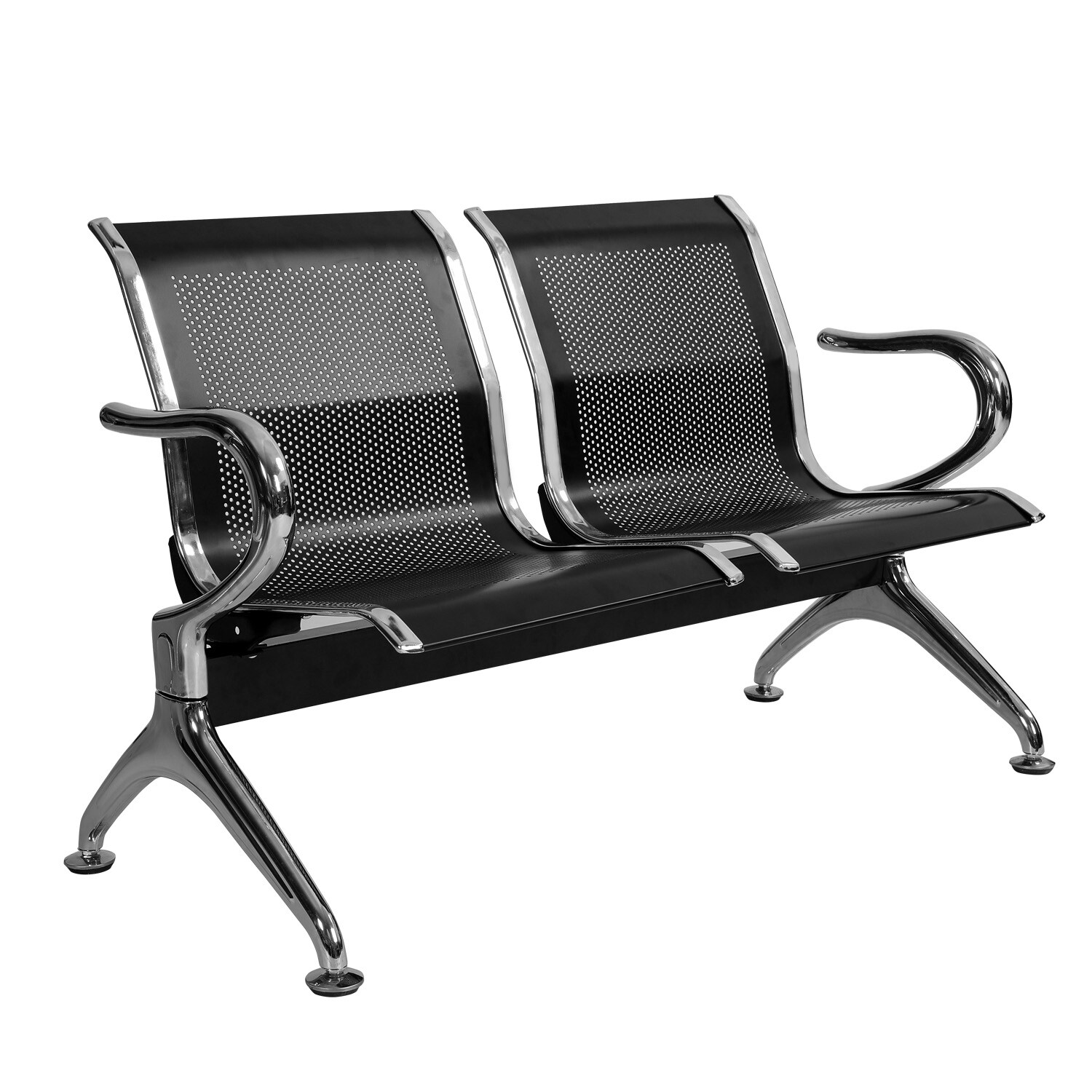 2-Seat Airport Waiting Chair Clinic Bench Office Reception Room Salon Black