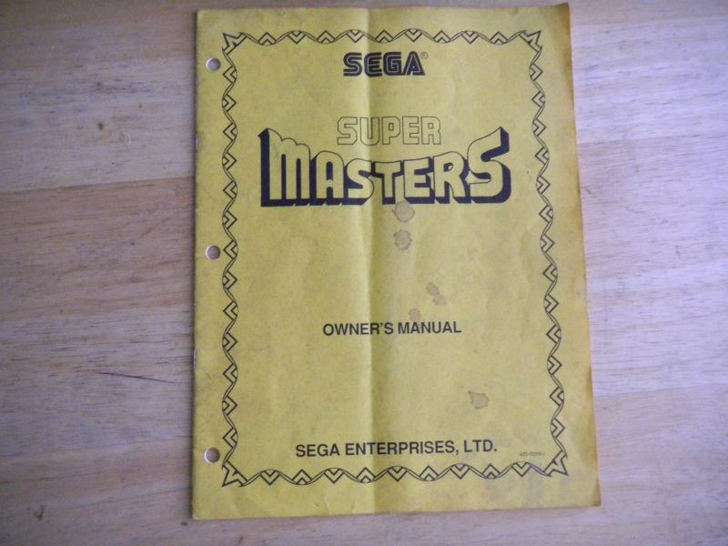 SUPER MASTERS  SEGA  arcade   video game manual