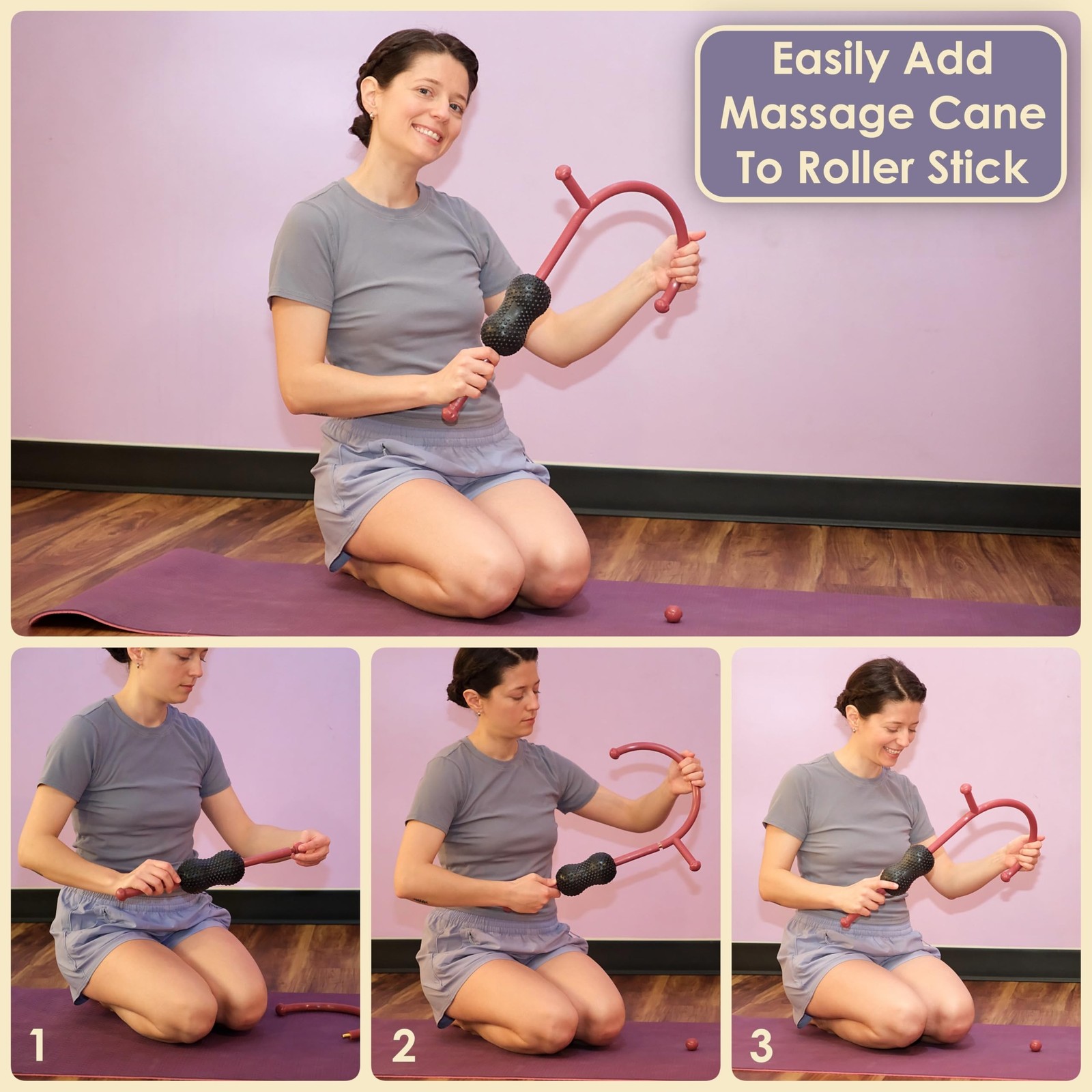 Roller Cane Massager | 2-in-1 Massage Roller Stick & Trigger Point Cane | Rub...