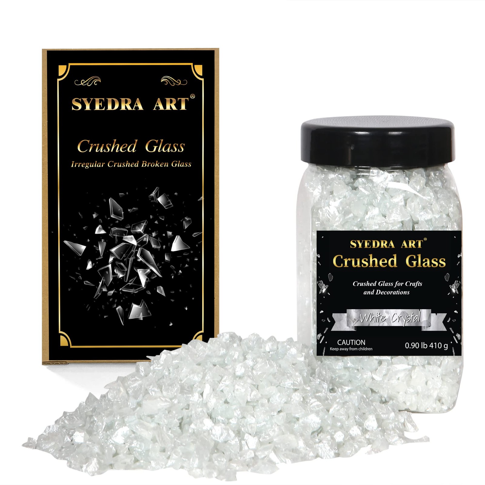 Syedra Crushed Glass for Crafts, Crushed High Luster Chips, Glitter Broken Gl...