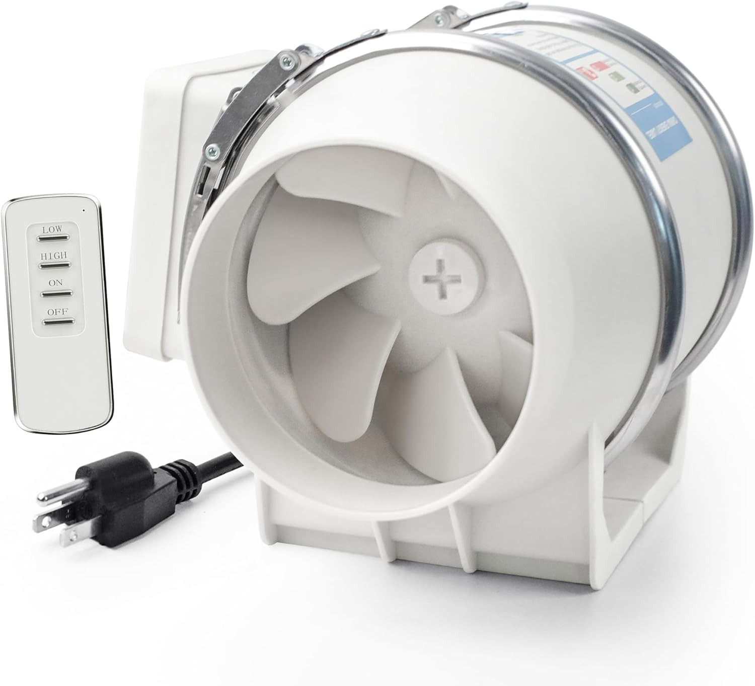 4" Inch Inline Exhaust Fan with Remote Control, 280 CFM High Efficiency Air Flow