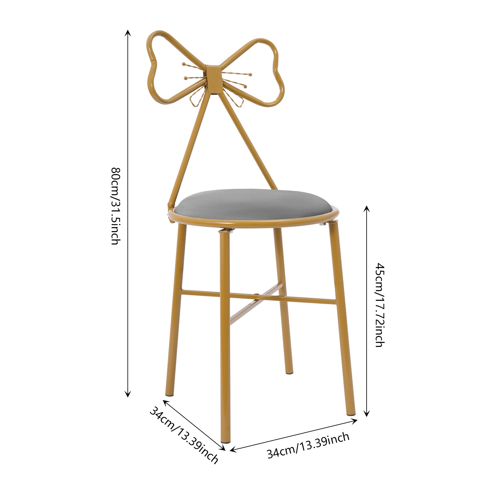 Modern Makeup Vanity Stool Living Room Butterfly Shaped Backrest Dining Chair