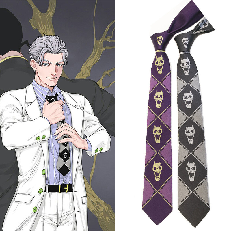 JOJO JoJoLion Kira Yoshikage Anime Cartoon Ties Cosplay Prop Necktie Costume Tie
