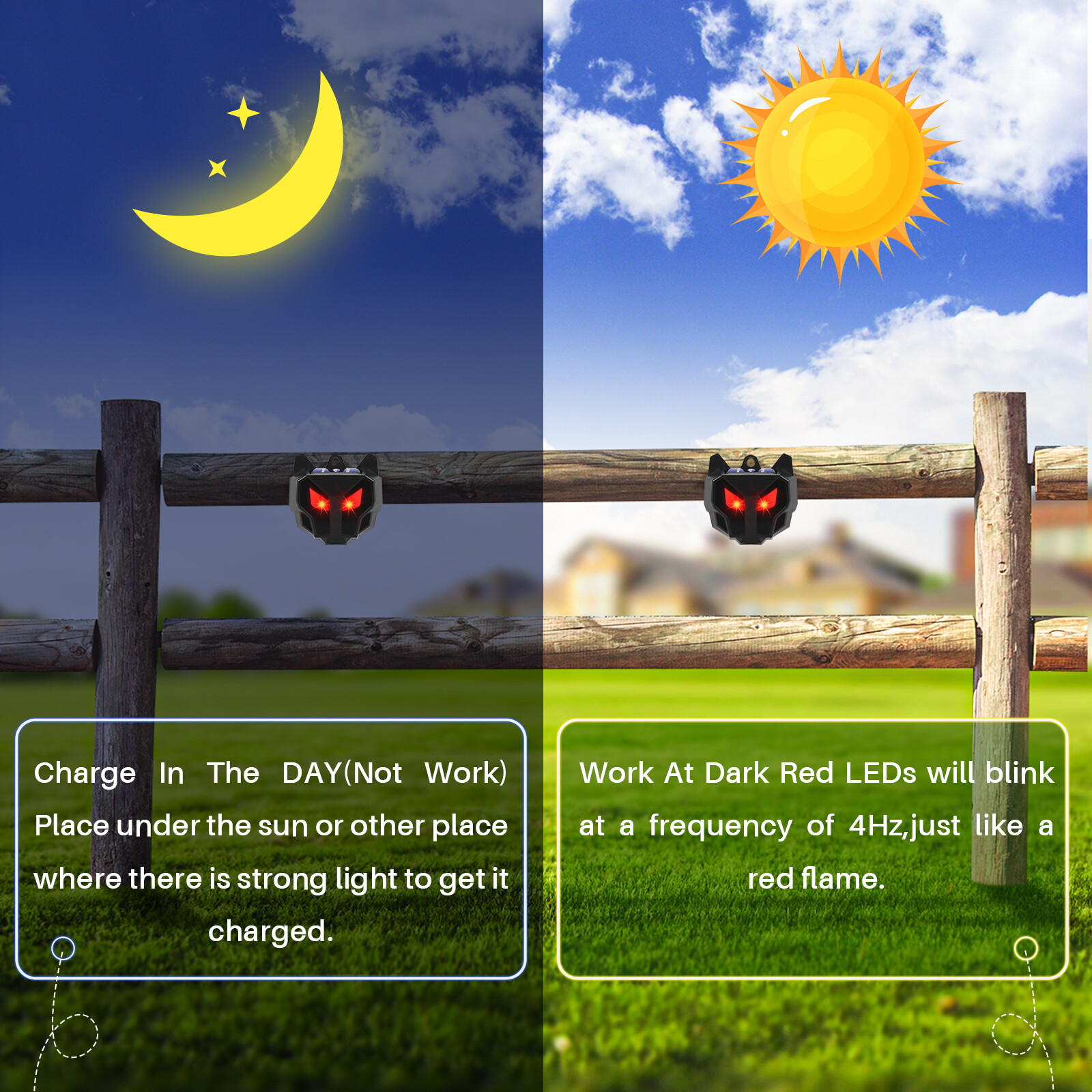 4 X Solar Powered Nocturnal Wild Animal Repeller Bionic Eyes Predator For-Yard