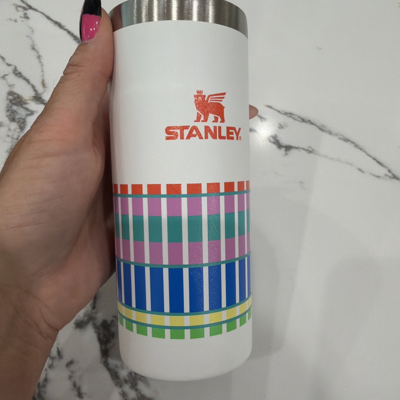 Stanley 10oz Slim Can Cooler Stainless Tumbler Limited Edition Summer Plaid NWOT