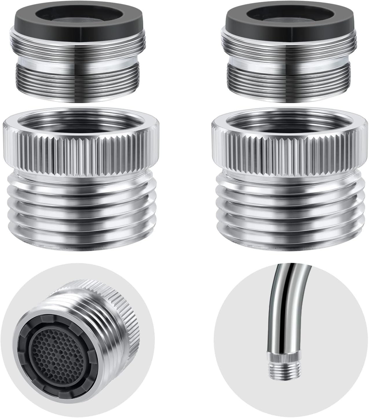 2 Pack Faucet to Hose Adapter with Aerator Sink Garden Silver New