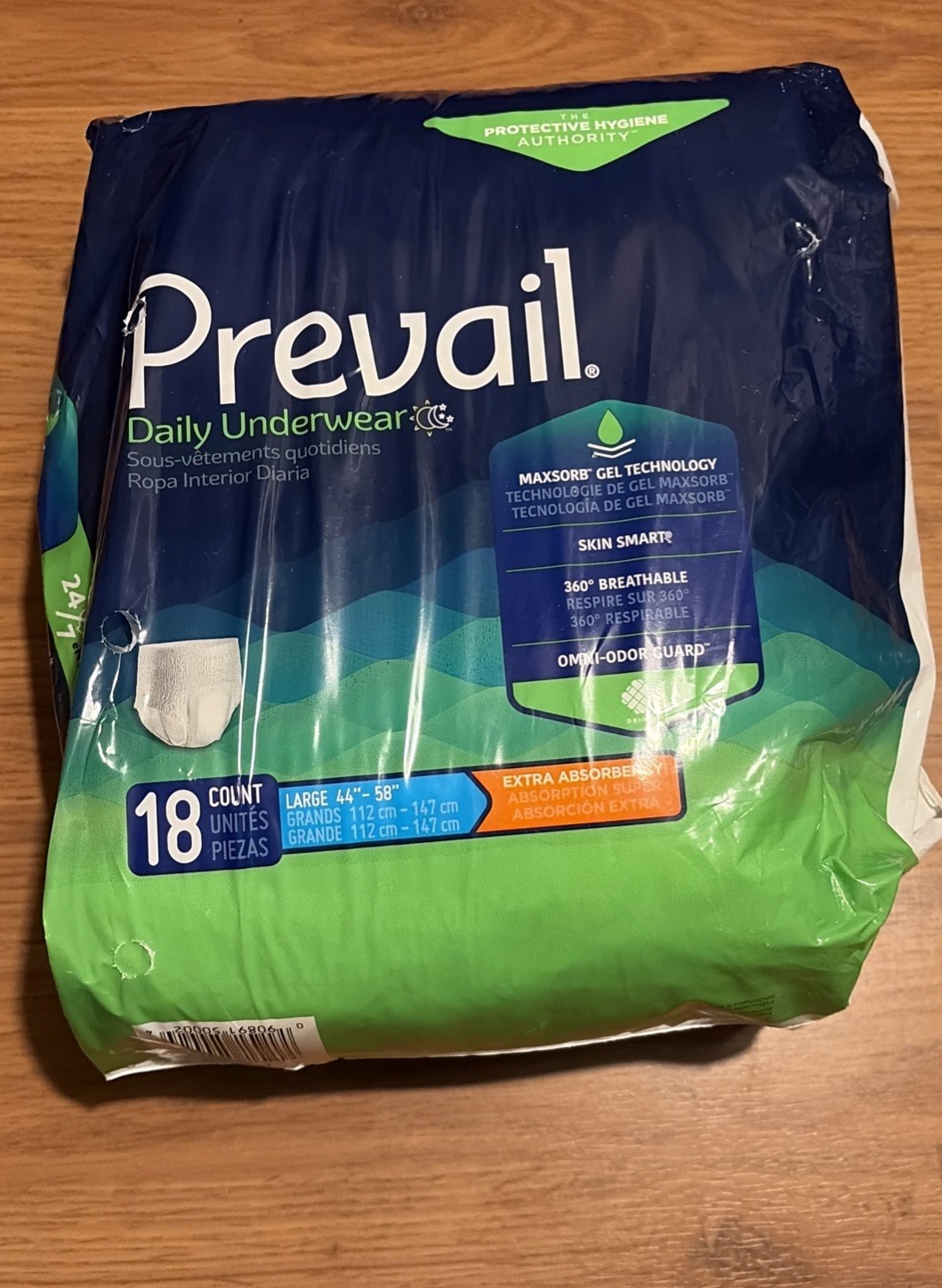 Prevail 18 Count Large 44x58 White Underwear Moisture Proof Barrier Extra Strong