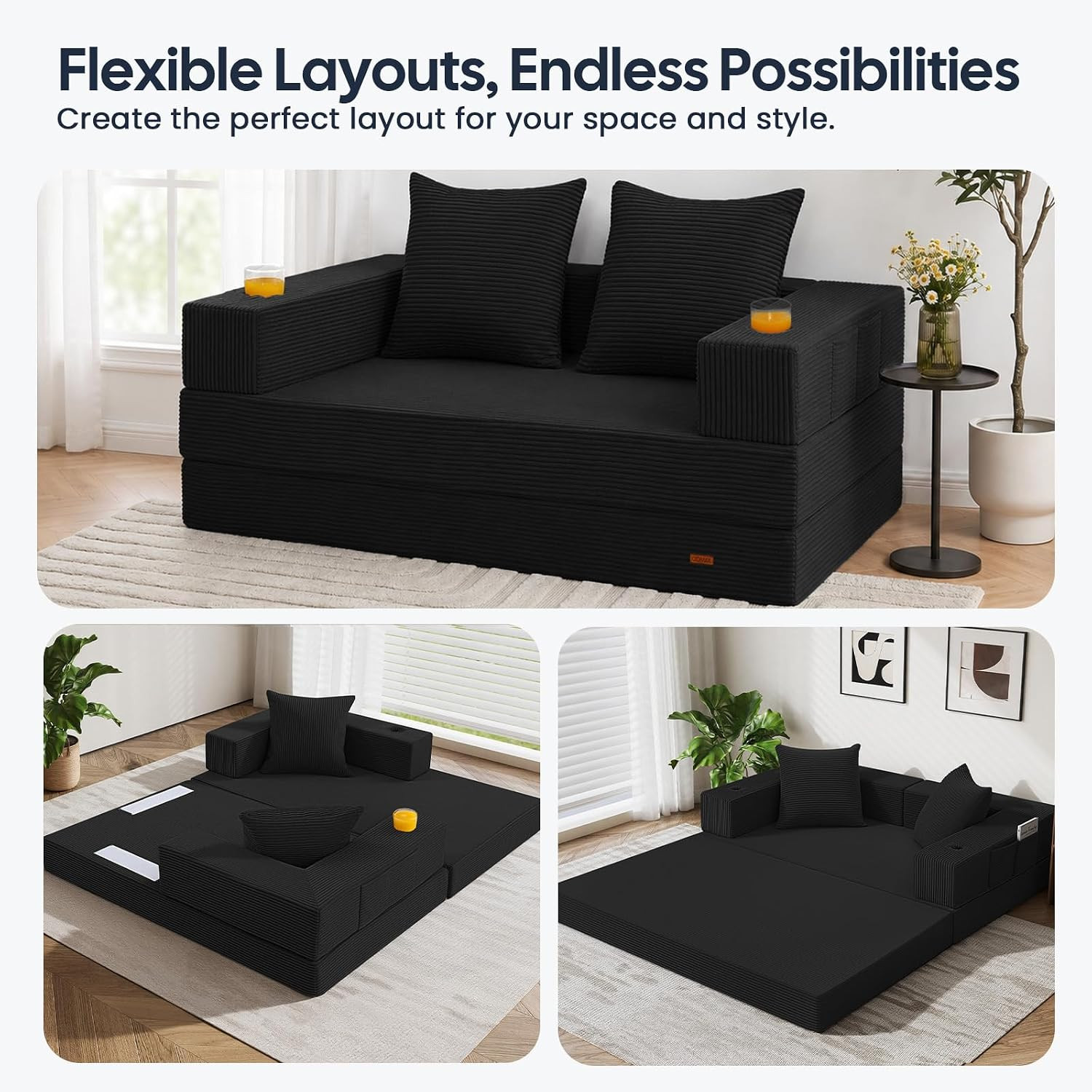 Futon Sofa Bed Convertible Couch Folding Floor Sleeper Mattress Low Profile