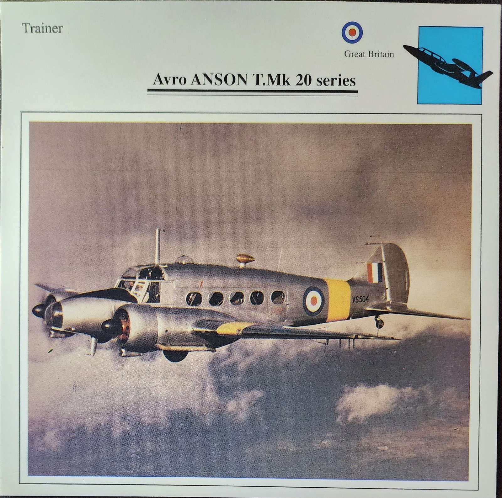 Avro Anson Trainer Plane Picture Original Vtg Info Aircraft Collector Card