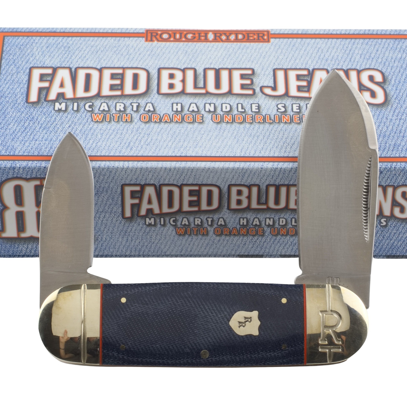 Rough Ryder Micarta Blue Elephant Toenail Folding Knife RR2348 Faded Blue Jeans