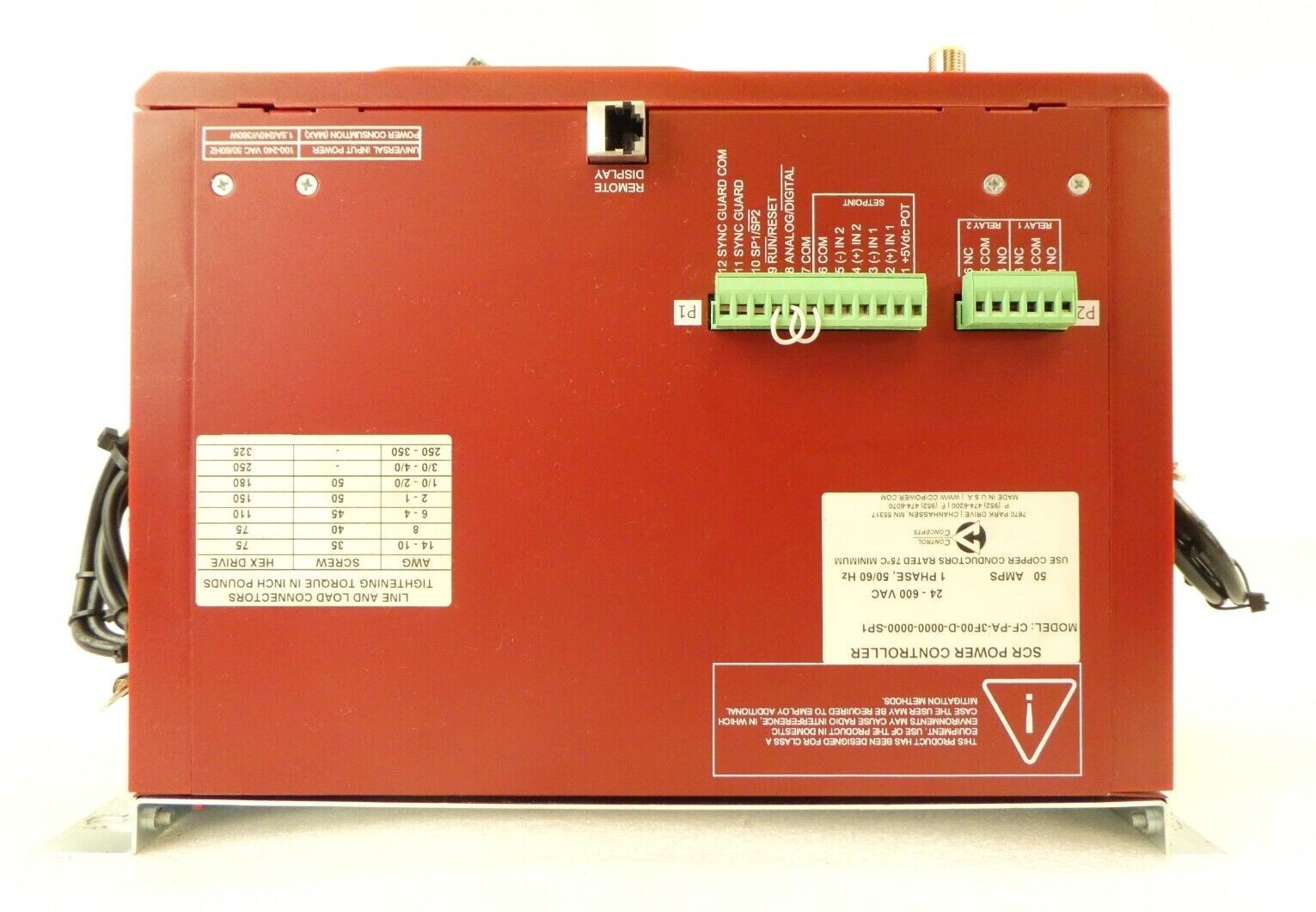 Control Concepts CF-PA-3F00-D-0000-0000-SP1 SCR Power Controller Working Spare