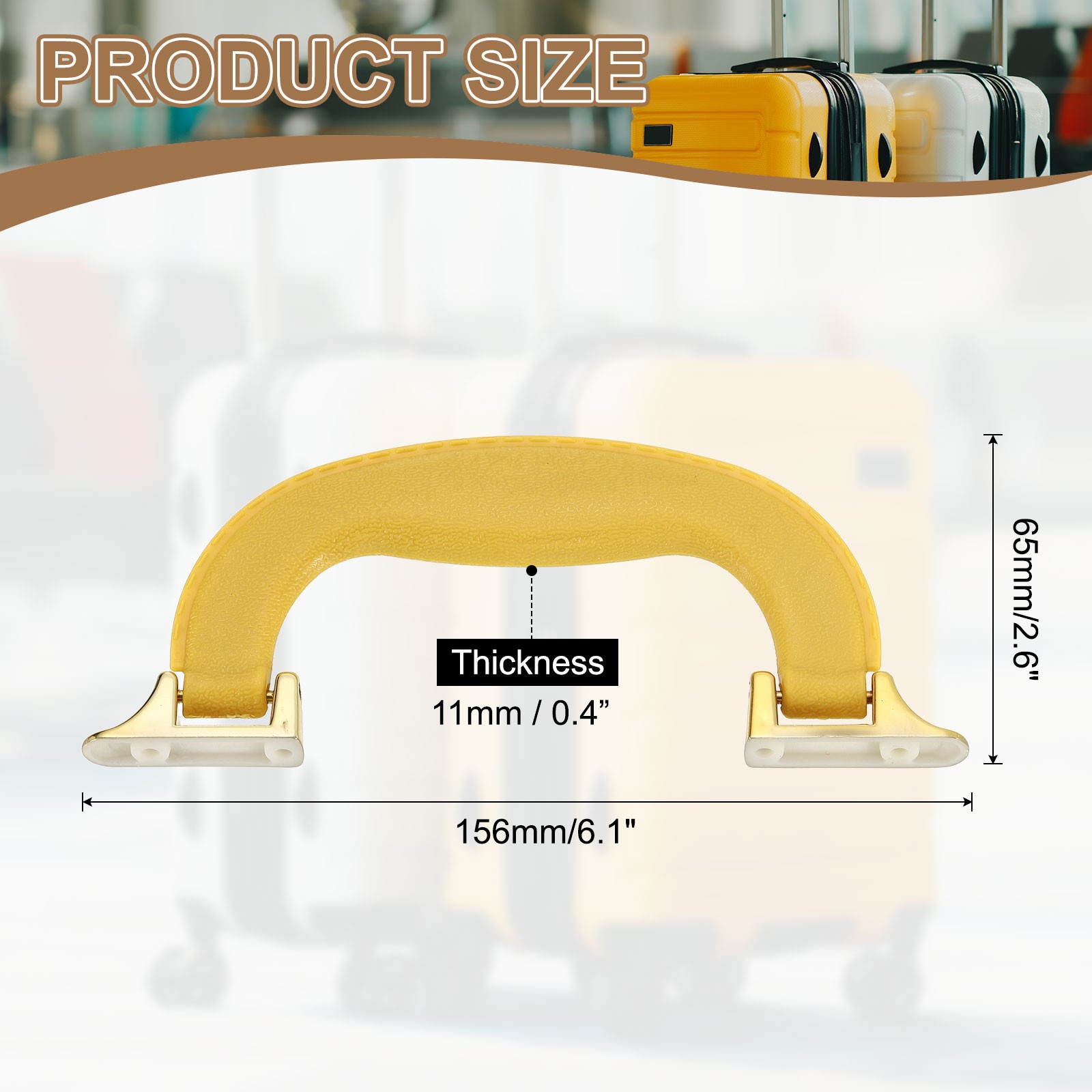 2Pcs Luggage Handle Plastic Pull Handle Grip Replacement with Screws Yellow