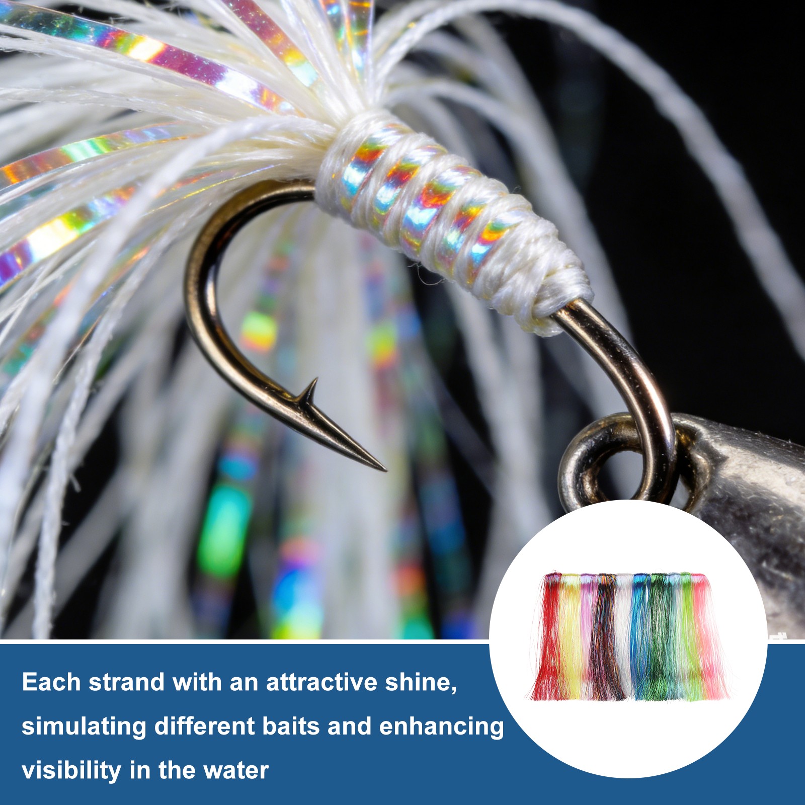 Fly Tying Materials, Crystal Flash 10 Pcs & 12 Inch & Mix & PE