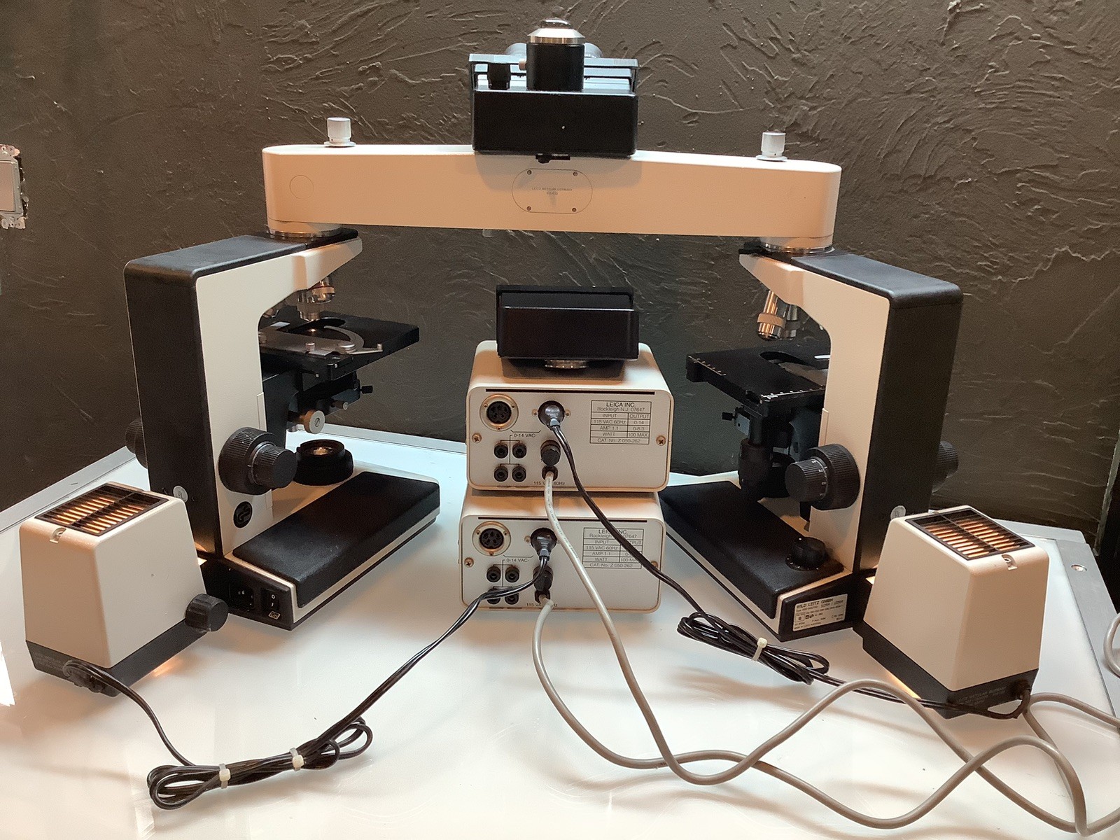 Dual Leitz LabroLux S Microscope w/ Microscopes Bridge And Spare Bino Head