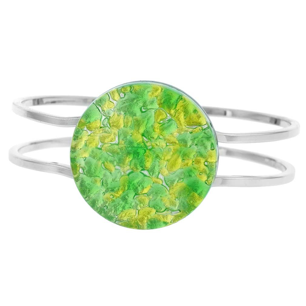 GlassOfVenice Murano Glass Venetian Reflections Metal Bracelet - Green Silver
