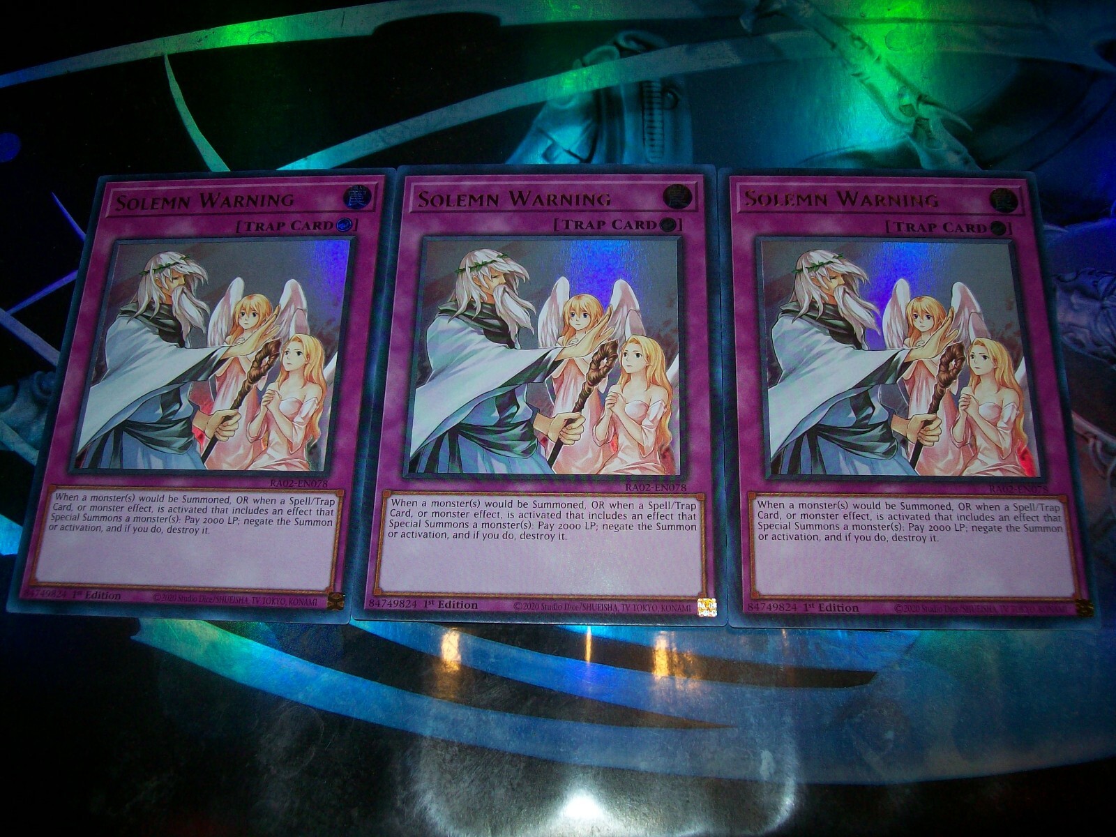 3x Solemn Warning 1st Edition Ultra Rare RA02-EN078 Yu-Gi-Oh!
