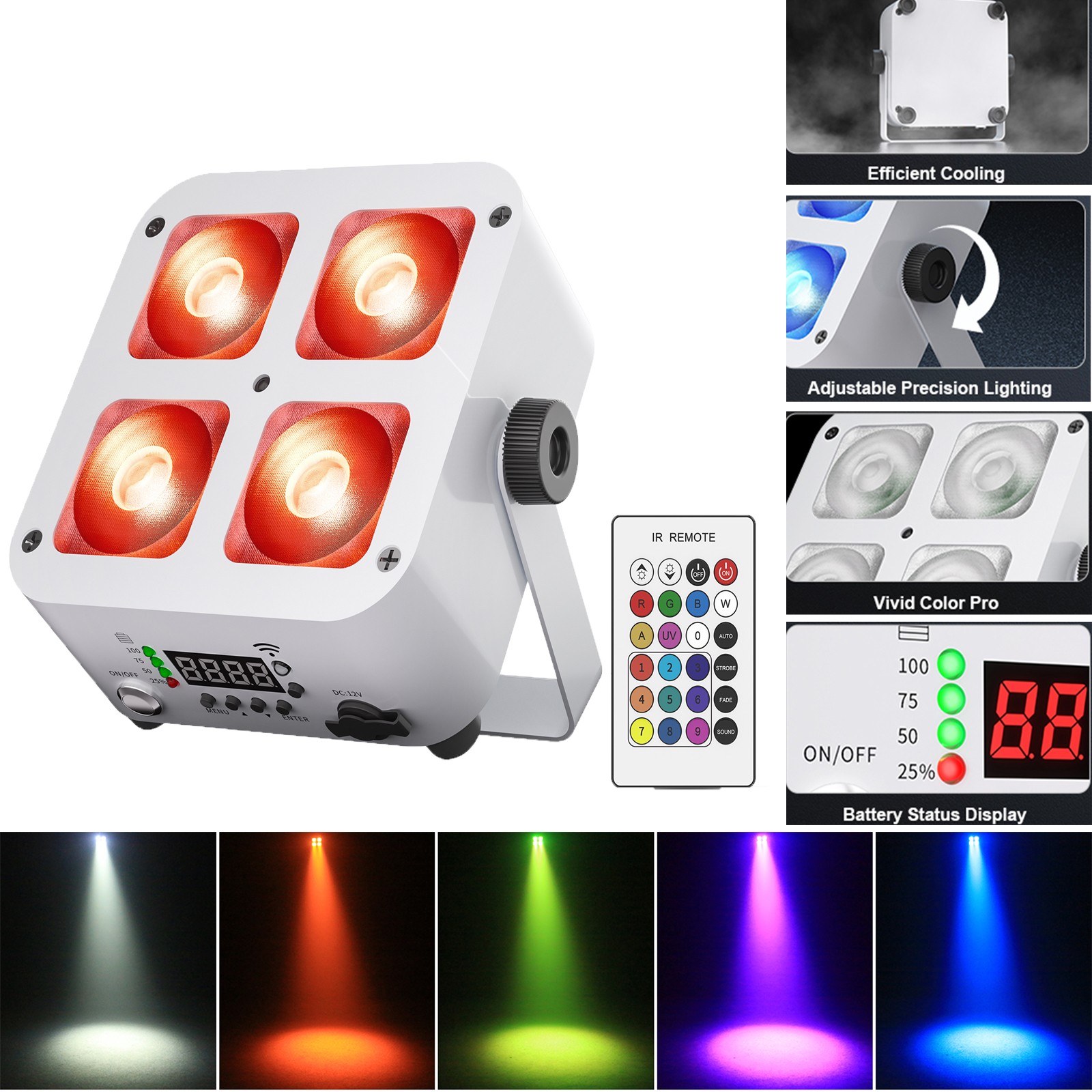 4x 25W Par Light Beam Stage Light LED 6 in1 RGBWA UV DMX512 Party DJ Disco Party