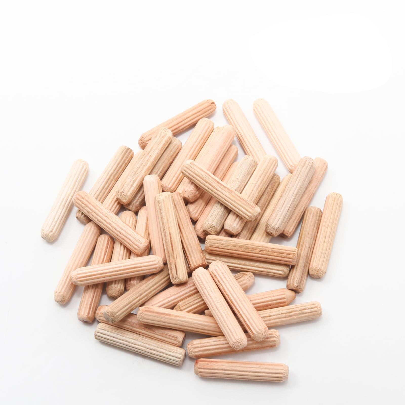 Wooden Dowel Pin Fluted Beveled Ends Peg 48 PCS 6x30mm 1/4x1.18 Inch
