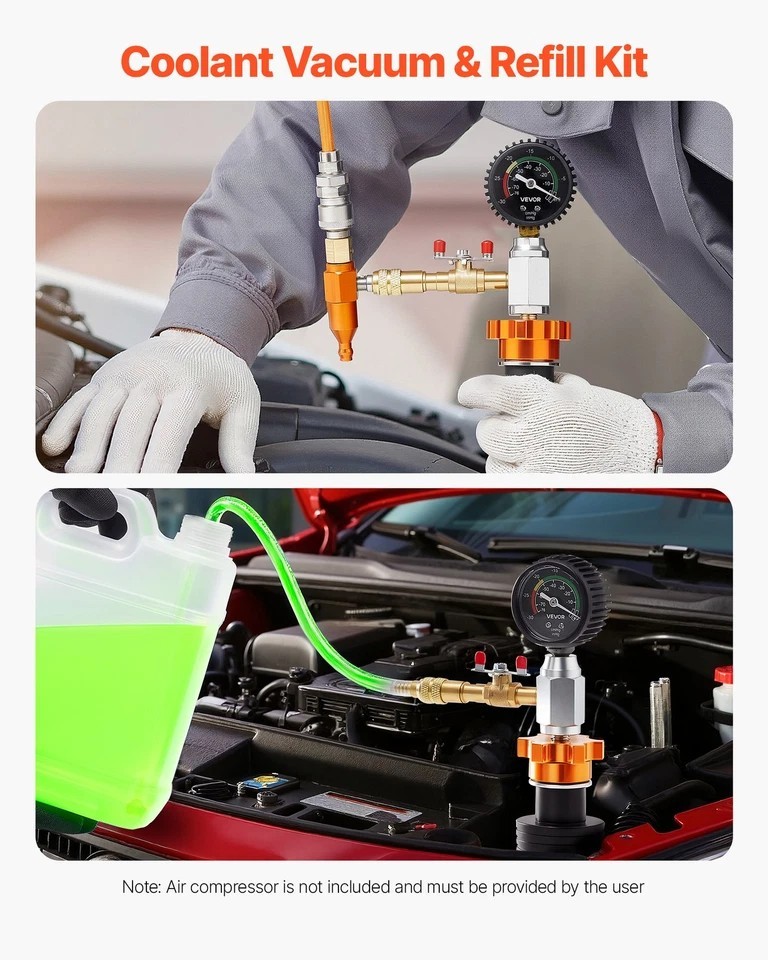 Radiator Vacuum Refill Kit Universal Car Cooling System Vacuum & Fill Kit