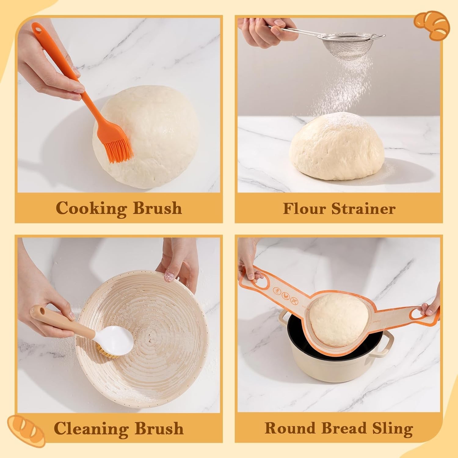 Complete Sourdough Starter Set with Handmade Rattan Baskets & Tools - Gift Ready