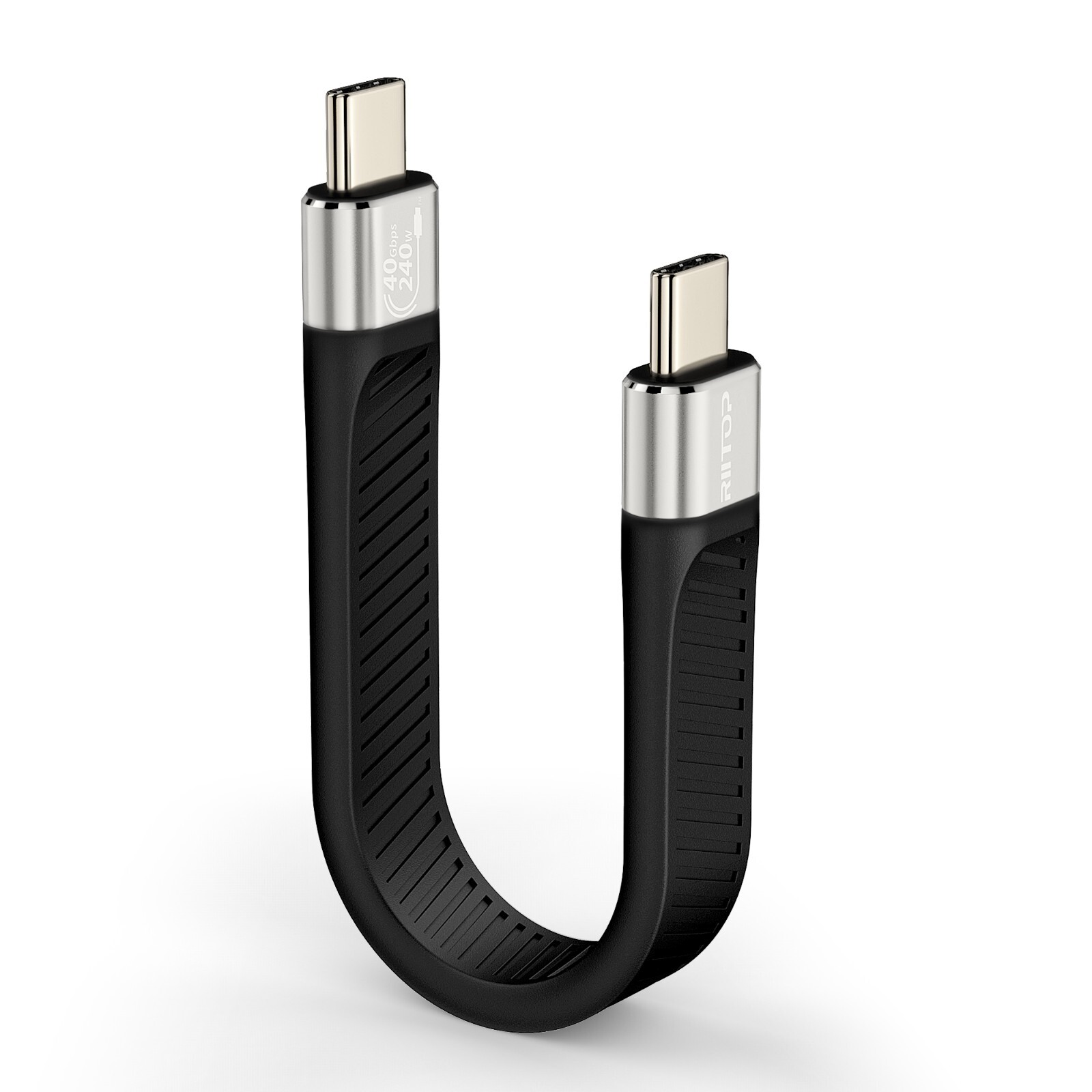 RIITOP USB4 C Cable Short [5inch, Flat], 40G USB C to C Cable 240W Fast Charging