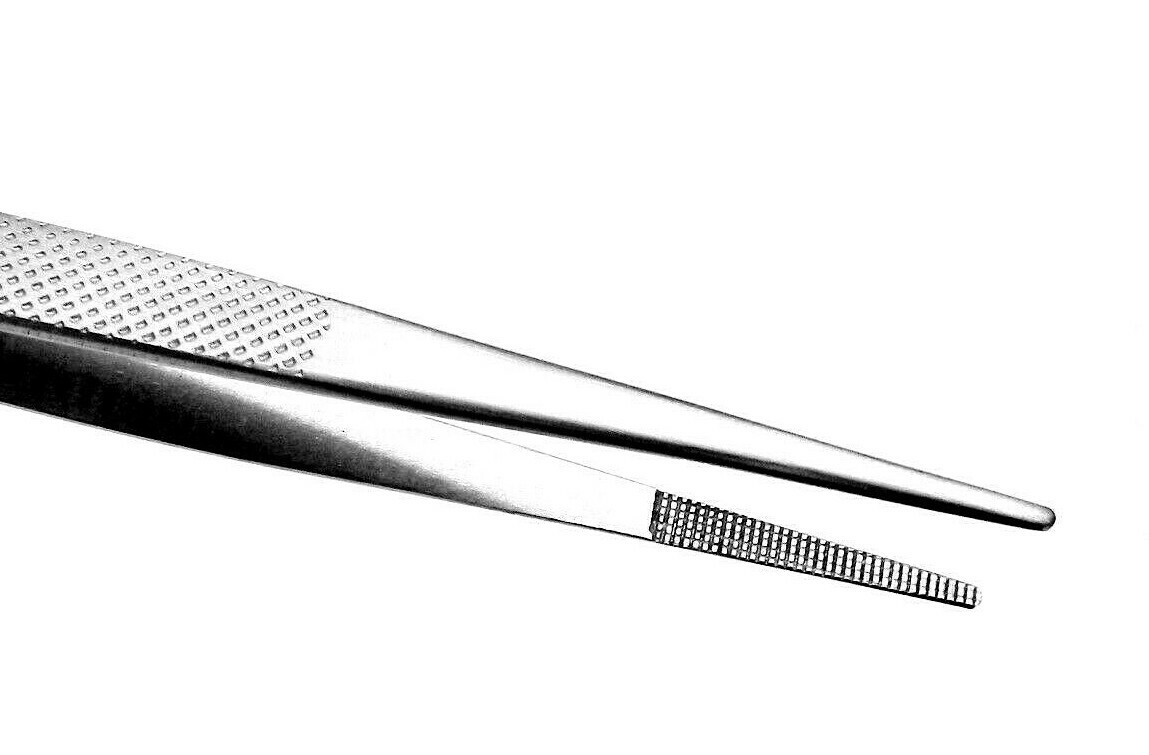Diamond Tweezers Medium Point Tips Hold Colored Gemstone Beads Parts 6-1/2"