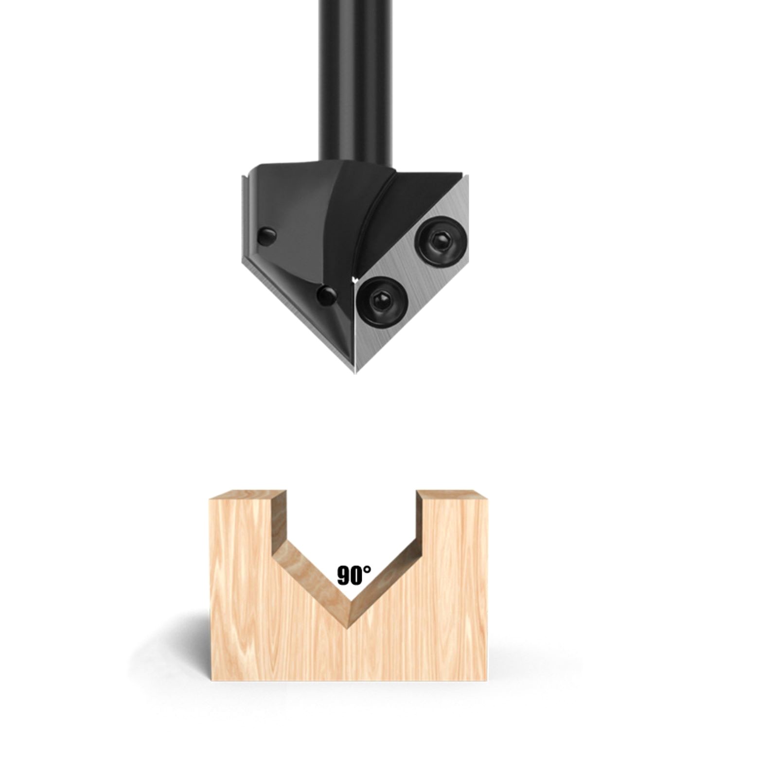 90° V Groove Router Bit 1/2 in Shank Carbide Insert For Woodworking Projects