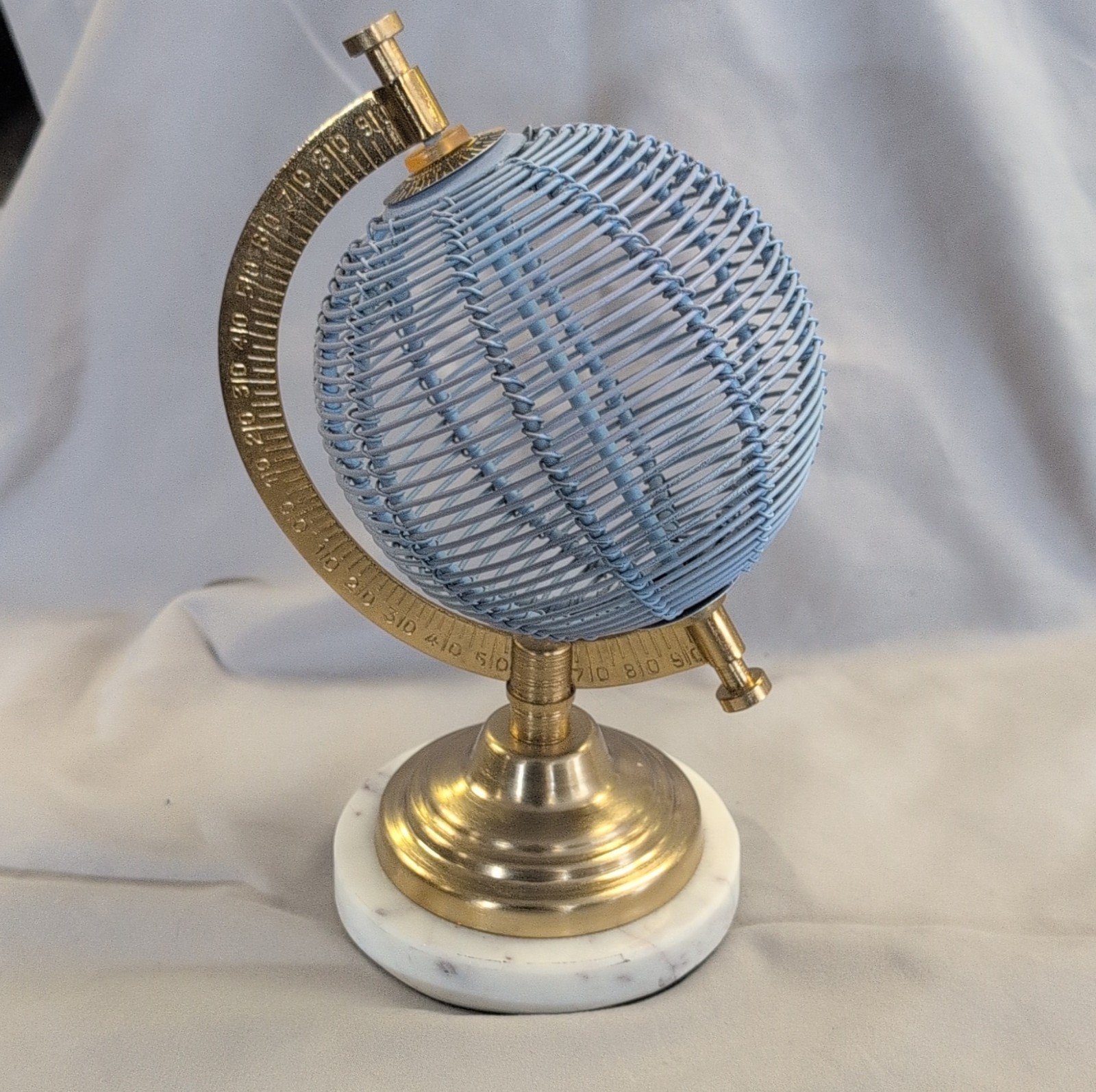 Decorative Tabletop Globe Blue Gold Metal Marble Base
