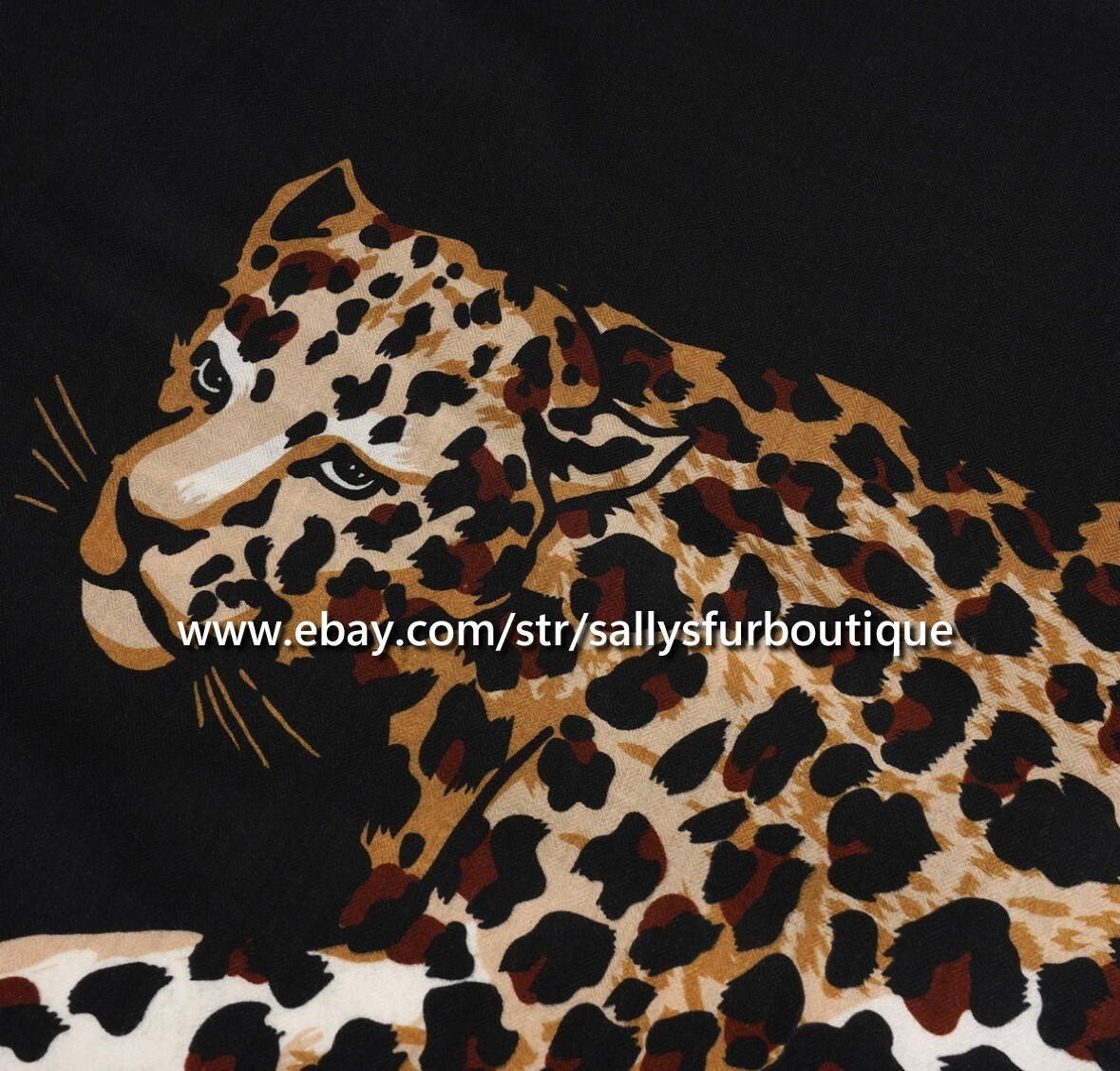 Sallys 75% Cashmere & 25% Silk Wrap Scarf Leopard Print Double Face Shawl 53"