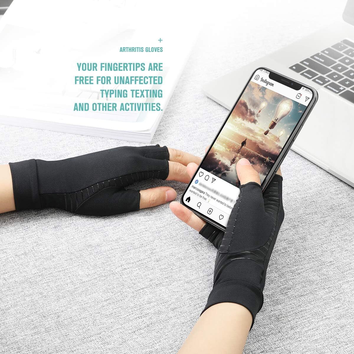 DOEPLEX Arthritis Gloves Fingerless Compression Gloves Hands Pain Relief 1 Pair