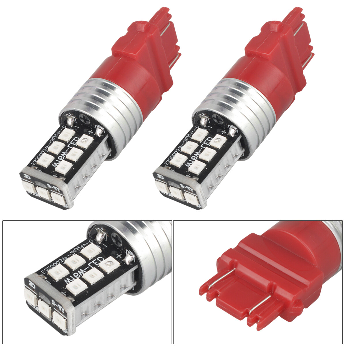 2x 3157 Red LED Bright Strobe Flash Blinking Brake Tail Stop Light/Parking Bulbs