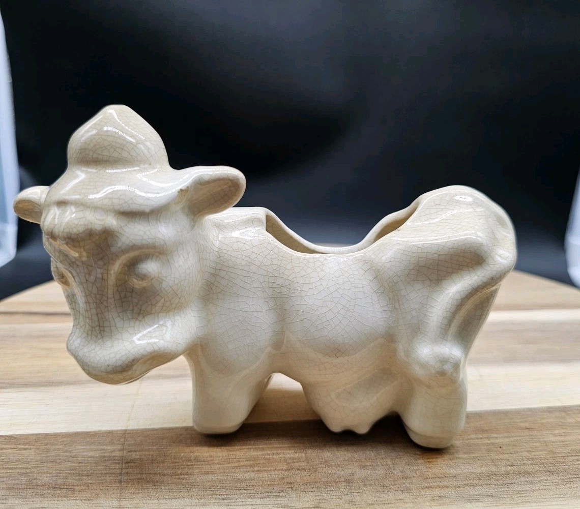 Vintage Ceramic Cow Planter Succulent Planter Minimalist